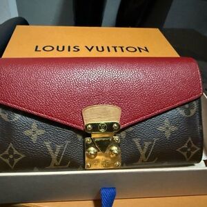 Louis Vuitton Red and Brown Wallet with Gold Accents